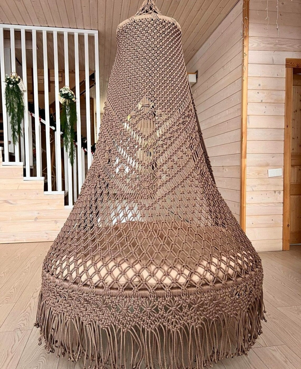 Dark Brown Double Seater Macrame Swing 50 inches - Leechoo